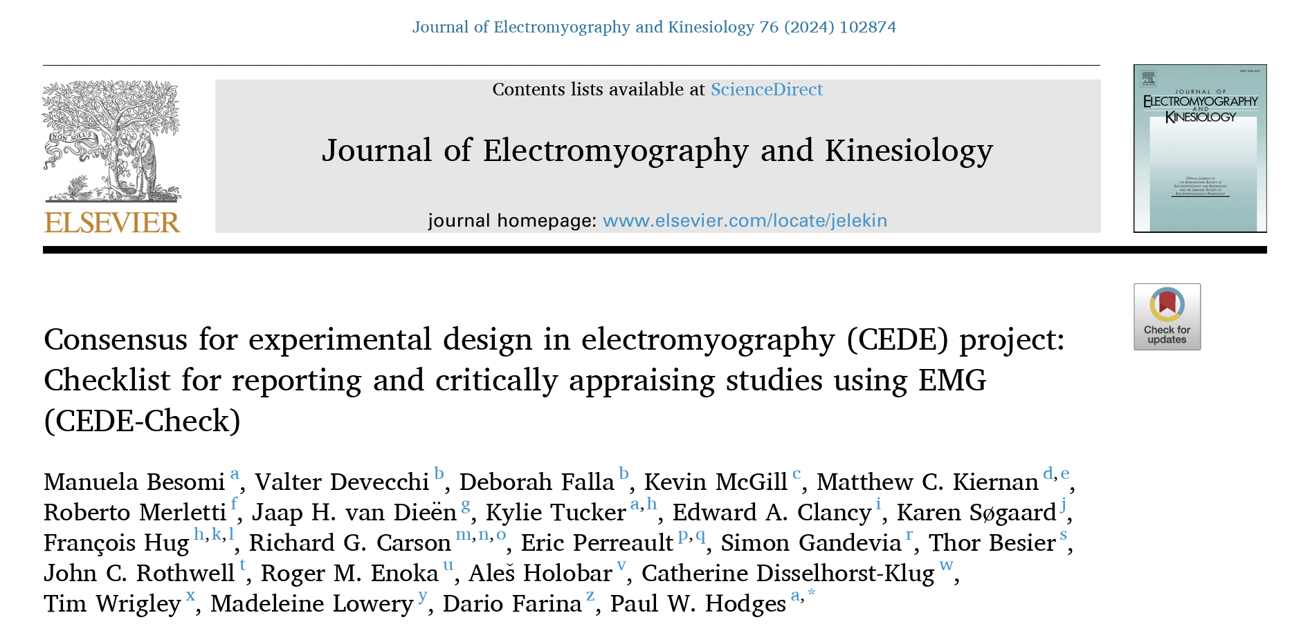 Checklist for reporting and critically appraising studies using EMG (CEDE-Check)